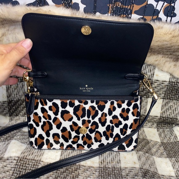 KATE SPADE NEW YORK SPOTTED LEOPARD GOLD CHAIN CROSSBODY BAG - Picture 4 of 15